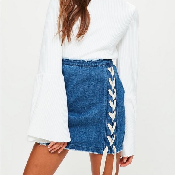 tie up denim skirt